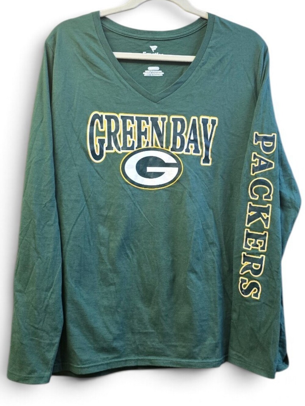 Green Bay Packers V-Neck Long Sleeve Shirt Women’s XL